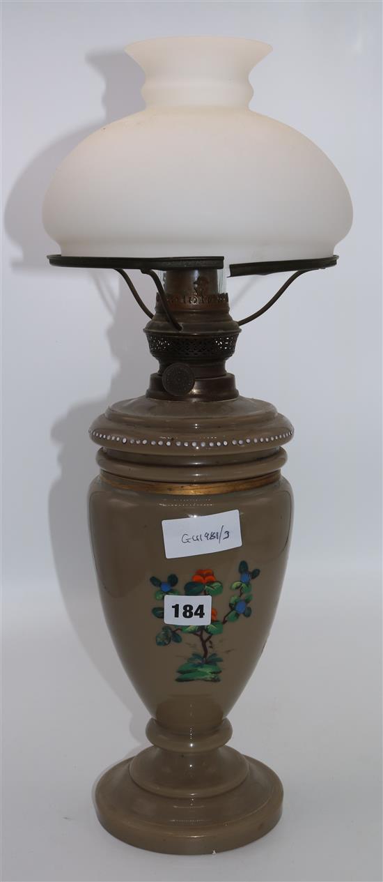 Opaline glass oil lamp